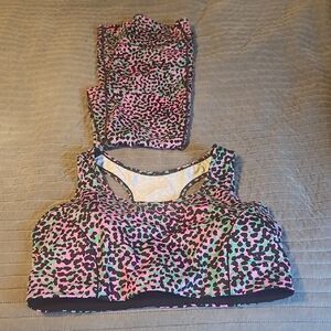 Colorful Leopard Print Sports Bra and Leggings Set